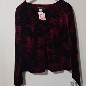 Cactus Flower woman velvet top L New